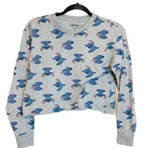 Disney Lilo Stitch Gray Size XS Cropped Top Long Sleeve Crop Crewneck Sweater